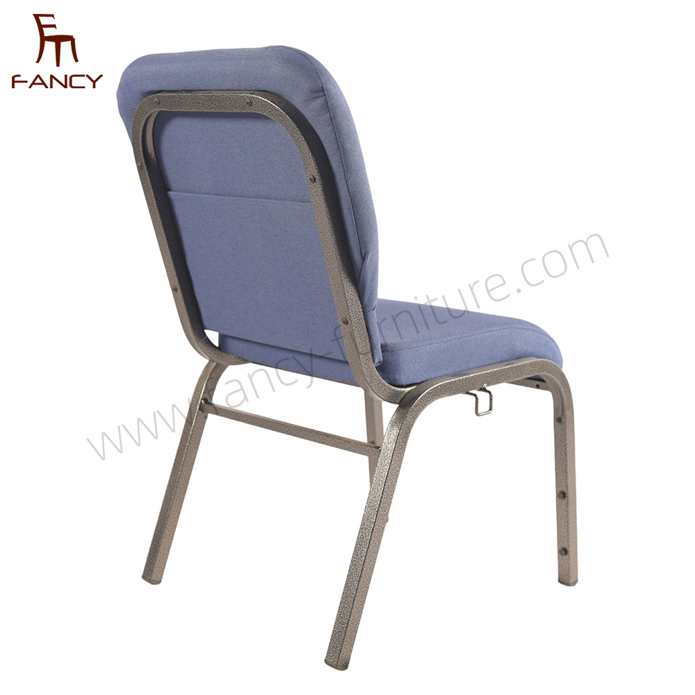 Modern Metal Hotel Furniture Iron Steel Interlocking Padded Auditorium Stack Church Chair