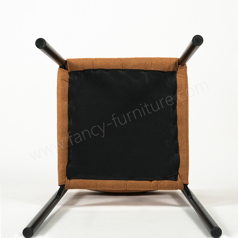 Nordic Style Linen Fabric Dining Chair, Curved Backrest Side Chair with Sturdy Metal Legs for Dining Room