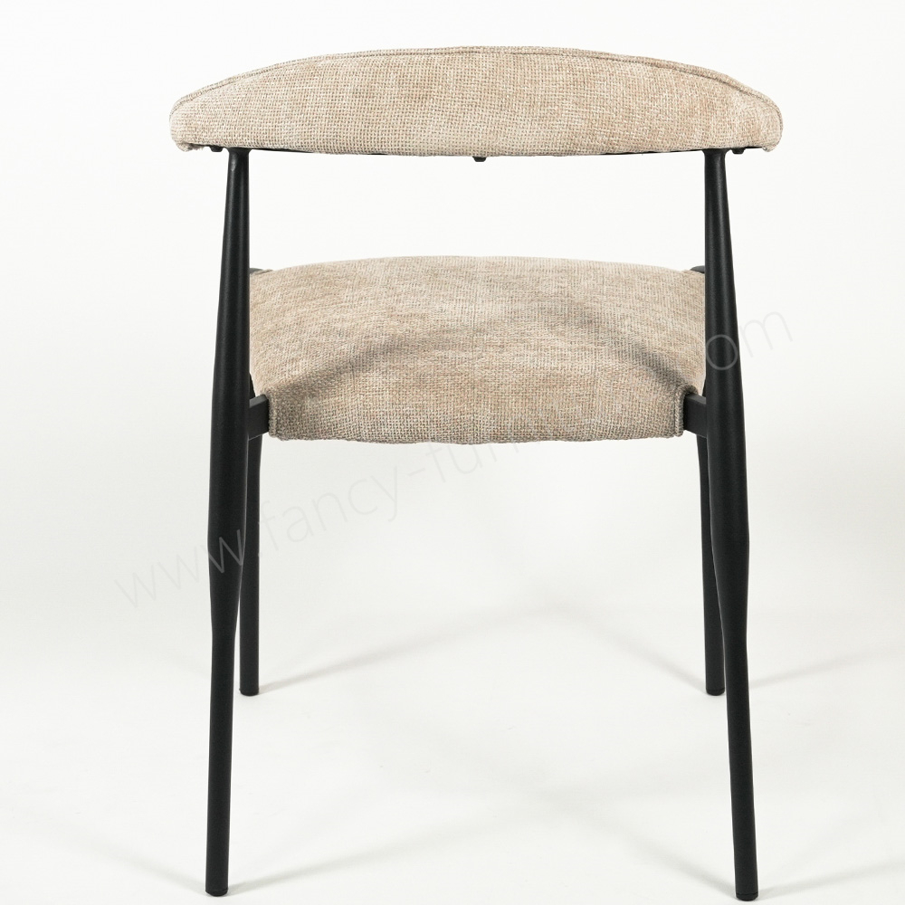 Durable Black Leg Linen Dining Chair, Curved Backrest Fabric Chair for Commercial & Home Use