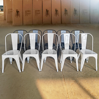 Sturdy Durable Industrial Antique Iron Stackable Dining Chair with Metal Legs for Home And Commercial Use