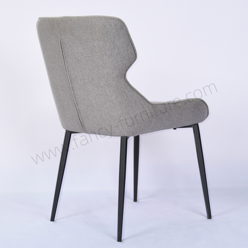 Modern Linen Upholstered Dining Chair Black Metal Tube Legs Stable Soft Dining Room Side Chair Non Foldable Durable Fabric Dining Chairs For Home Restaurant Hotel Cafe Use