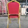 Cheap Wholesale Stacking Banquet Chair Blue Fabric Gold Metal Frame Stackable Hotel Party Event Restaurant Dining Chair