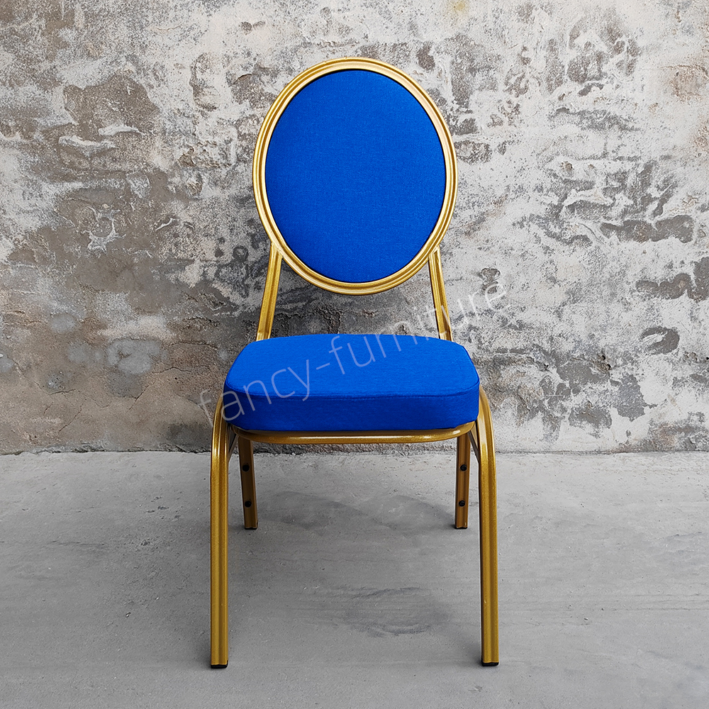 Modern Stackable Iron Round Head Solid Back Banquet Chair with Durable & Stable Design for Hotel Banquet Use