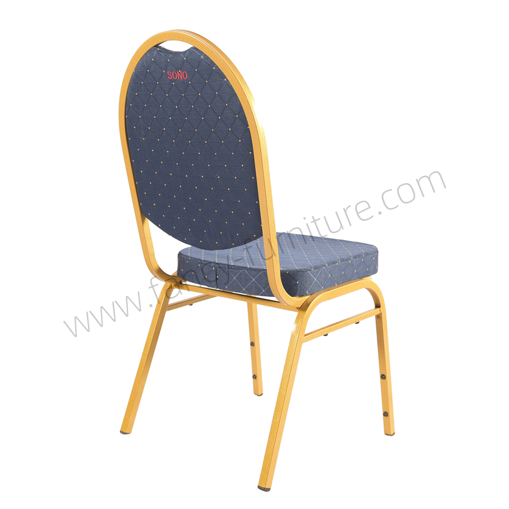 Stackable Chair Iron Legs Stackable Stable Solid Back Commercial Hotel Dining Indoor Outdoor Use Smile Banquet Chair
