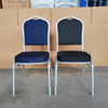 Fancy Banquet Chair Modern Metal Fabric Stackable Stable Commercial Hotel Dining Chair Solid Back Foam Cushion Iron Legs Outdoor