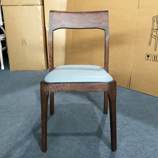 Modern Walnut Finish Solid Ash Wood Dining Chair with Soft Upholstered Seat, Armless Ergonomic Backrest, Mid-Century Chair