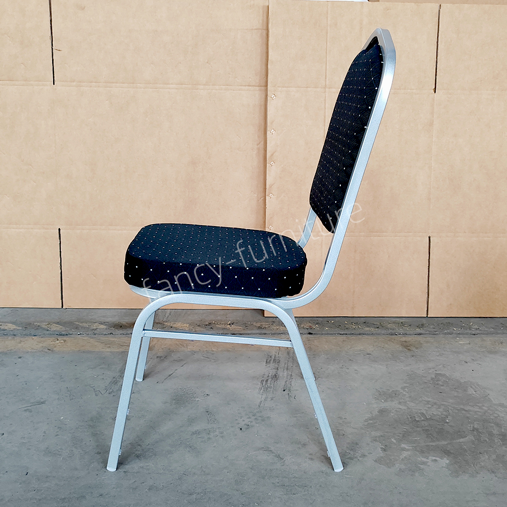Modern Stackable Metal Fabric Iron Legs Solid Back Commercial Foam Cushion for Home Office Party Indoor/Outdoor Use Chair
