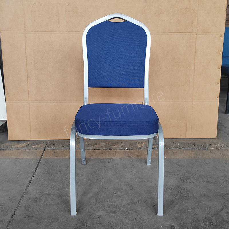 Modern Commercial Iron Dining Banquet Chairs with Metal Legs Fabric Seats Stackable Design for Hotel Wedding & Party Events