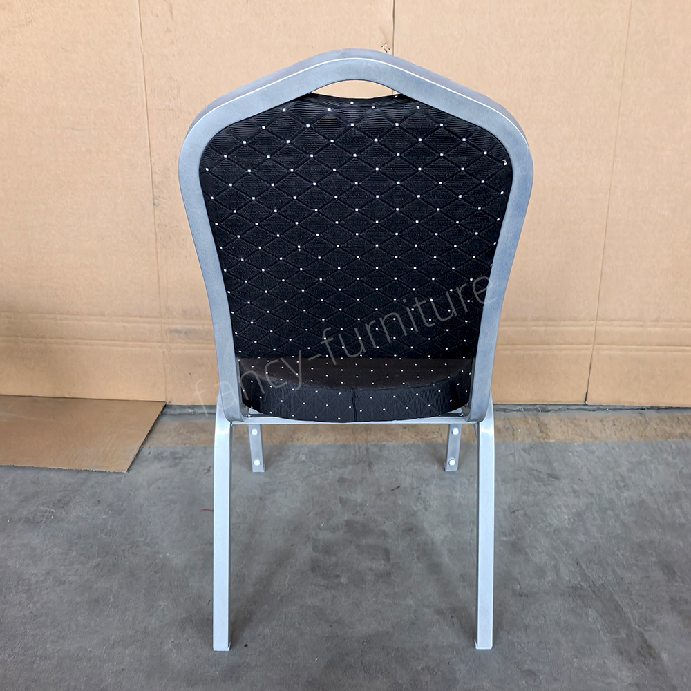 Modern Stackable Stable Metal Fabric Iron Legs Solid Back Commercial Foam Cushion Home Office Banquet Chair