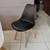 Plastic Modern Comfortable Ergonomic Durable Upholstered Tulip Dining Chair with Wood Legs Home Furniture
