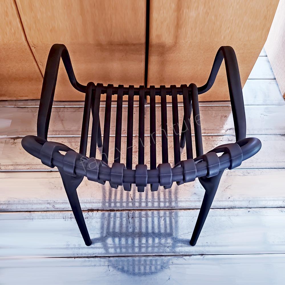 Heavy Duty Black Plastic Stackable Chair, All-Weather, Ventilated Slatted Design for Dining & Outdoor Events