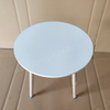 Round Side Table with Smooth White MDF Top And Sturdy Beech Wood Legs, Minimalist Accent End Table for Living Room