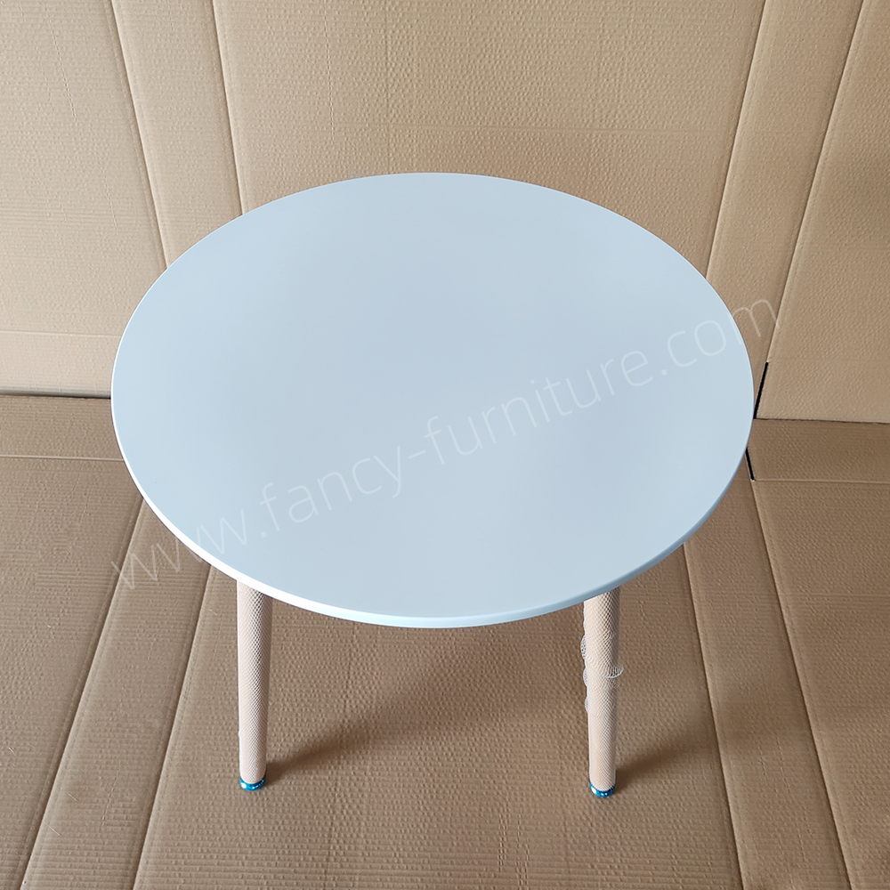 Round Side Table with Smooth White MDF Top And Sturdy Beech Wood Legs, Minimalist Accent End Table for Living Room