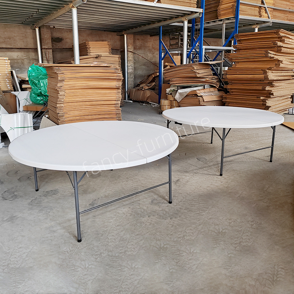 Portable Foldable Plastic Table-round Rectangular Heavy Duty Folding Dining/Hotel Table Waterproof Easy Carry for Outdoor