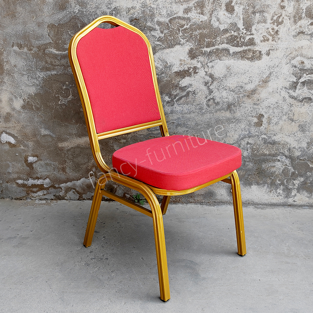 Hotel Banquet Chair with Decorative Iron Back Stackable & Durable Modern Design Foam Cushion Indoor Use