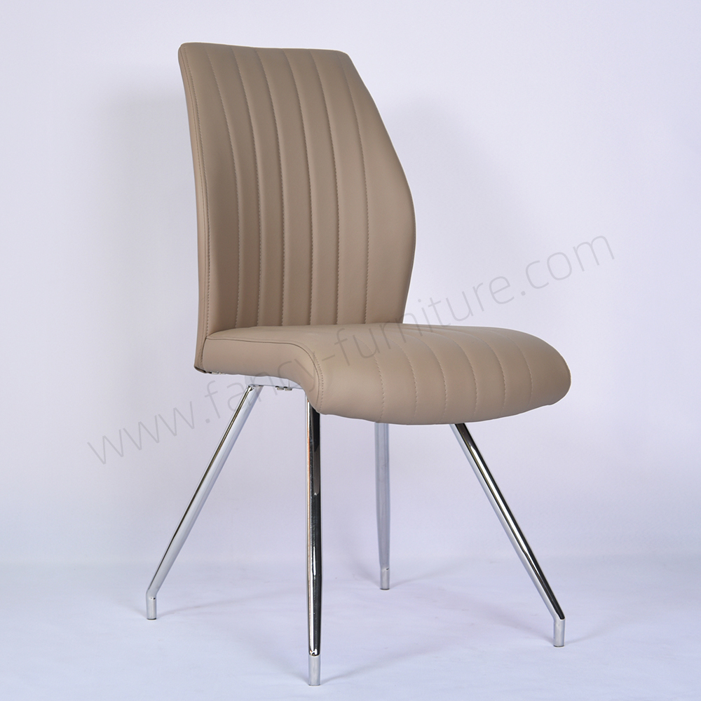 Luxury PU Leather Dining Chair with Electroplated Frame for Hotel Banquet Restaurant