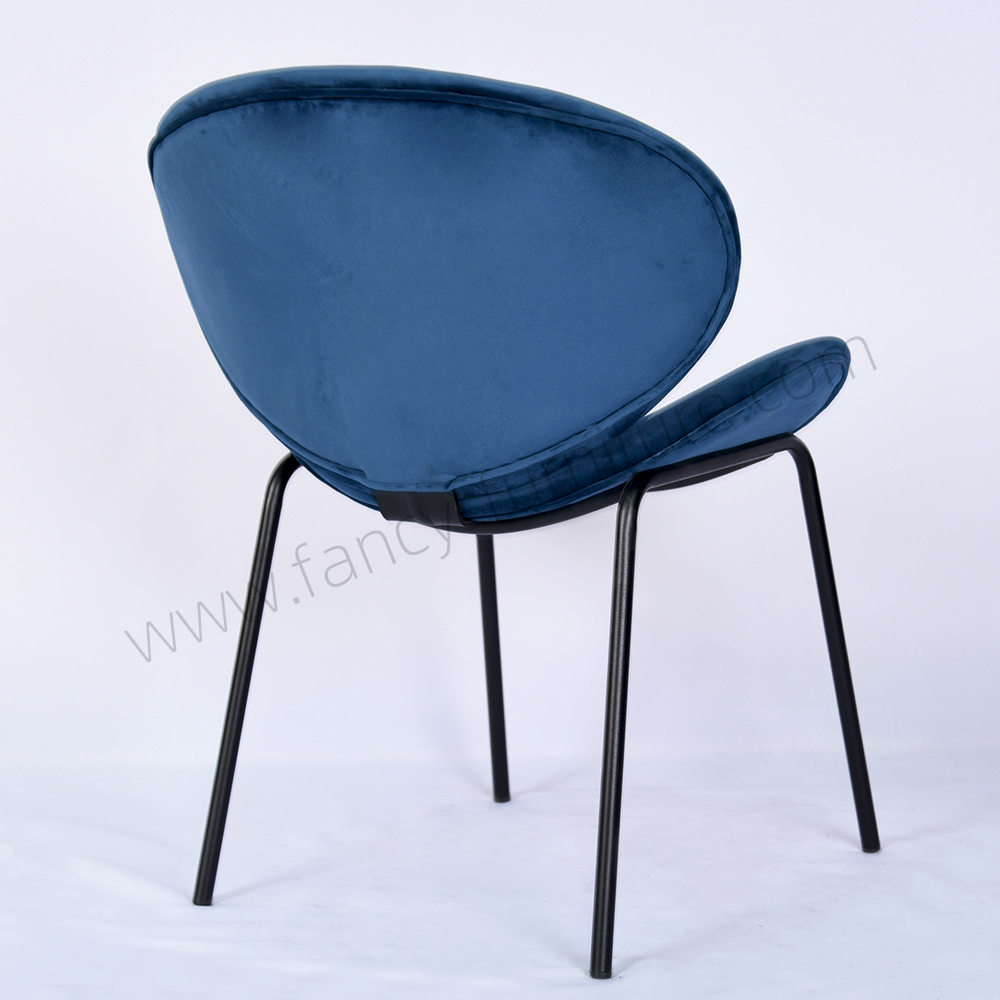 High End Comfortable Velvet Dining Chair Featuring Black Ripple Legs for Commercial & Household