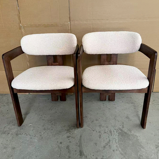 European-style Ash Wood Tripod Chair Featuring A Soft Teddy Fleece Cushion; Suitable for Residential Use And High-end Private Venues.