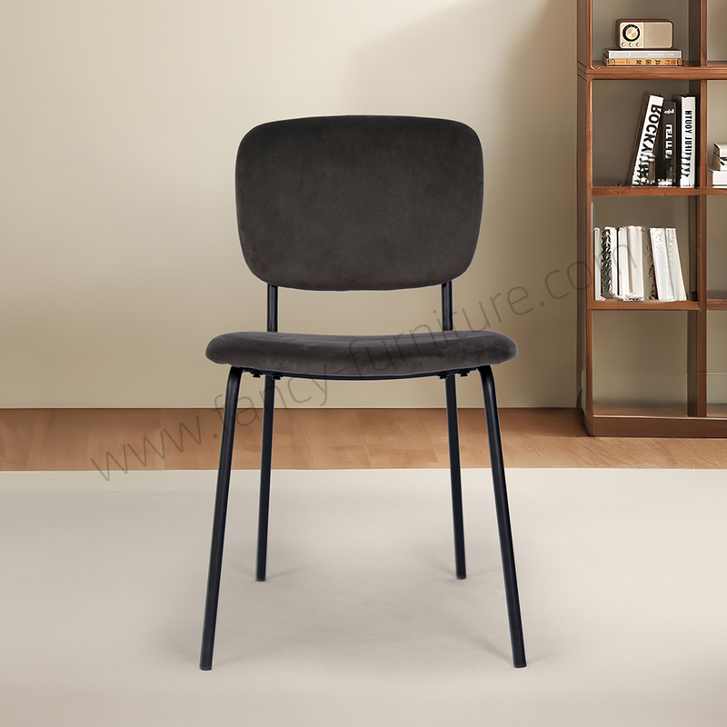Luxury Modern Velvet Upholstered Dining Chair with Black Ripple Legs for Hotel Use
