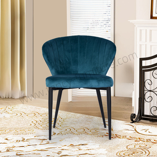 Luxury Modern Velvet Upholstered Dining Chair Black Metal Legs Durable Non Foldable Accent Chair for Home Hotel Restaurant Cafe Banquet 