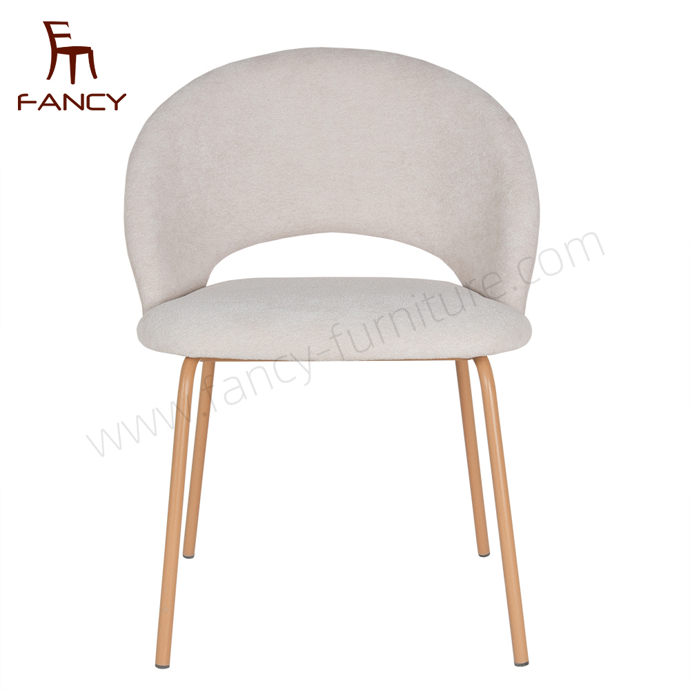 High-End European Design Dining Chairs for Home Office And Hotel Wood Grain Metal Legs Popular High Quality Furniture