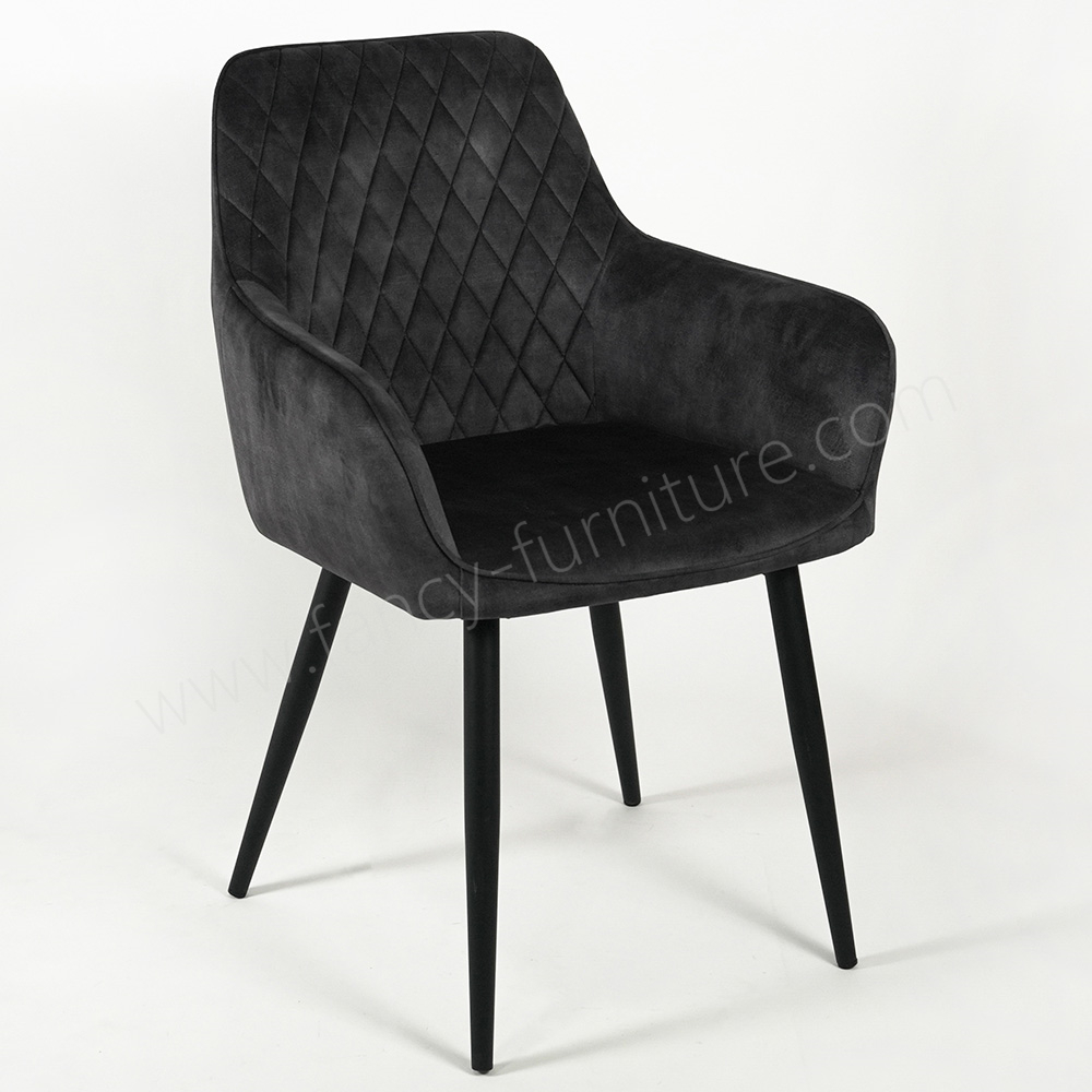 High-Back Velvet Dining Arm Chair, Soft Plush Fabric Dining Chair with Stable Metal Legs for Dining Rooms, Living