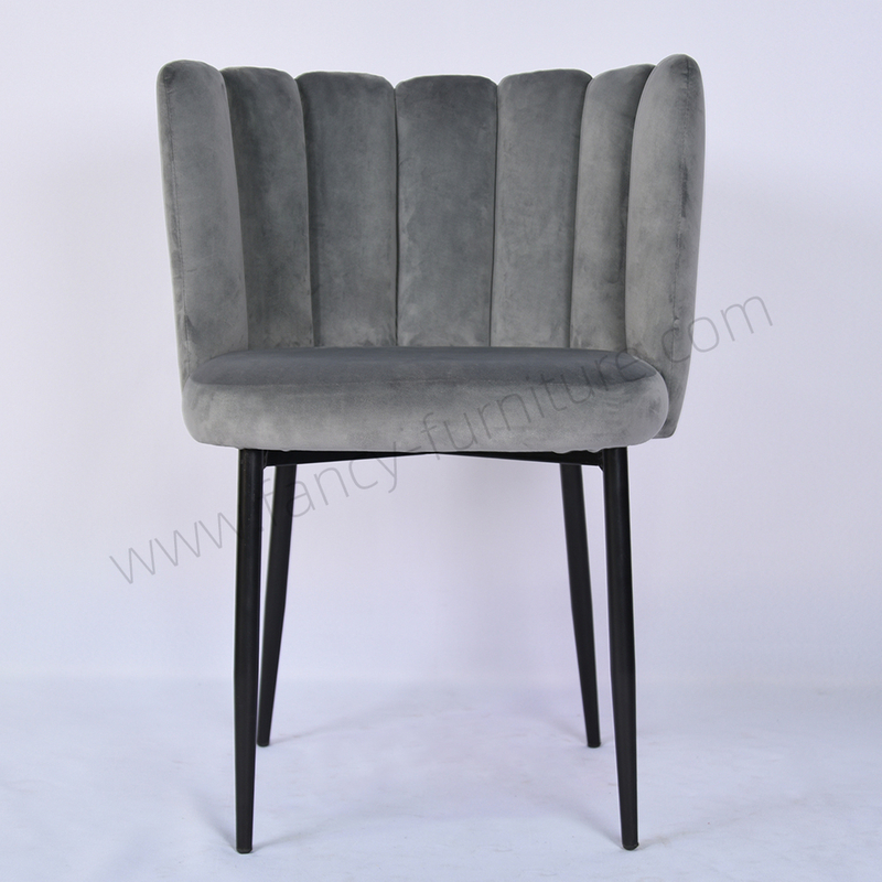 Modern Hotel Dining Chair with Dutch Velvet Upholstery And Black Spray Frame Home Furniture
