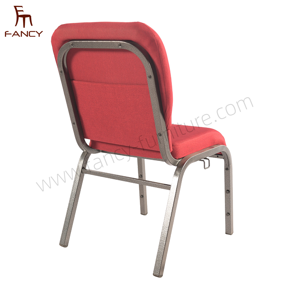 Factory Supply Modern Design Iron Frame Fabric Upholstery Banquet Stackable Church Chair for Sale