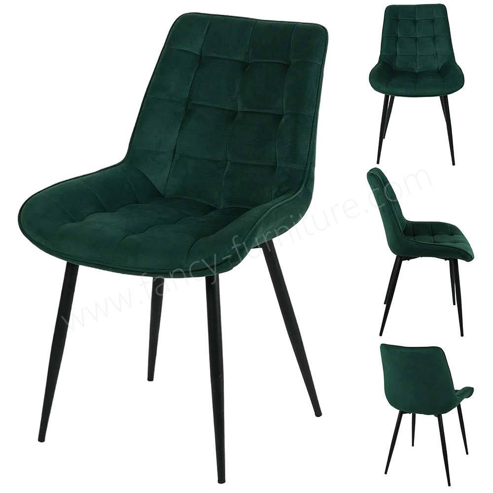 Comfortable Tufted Velvet Dining Chair, Modern Accent Chair with Metal Legs for Dining Room & Commercial Use