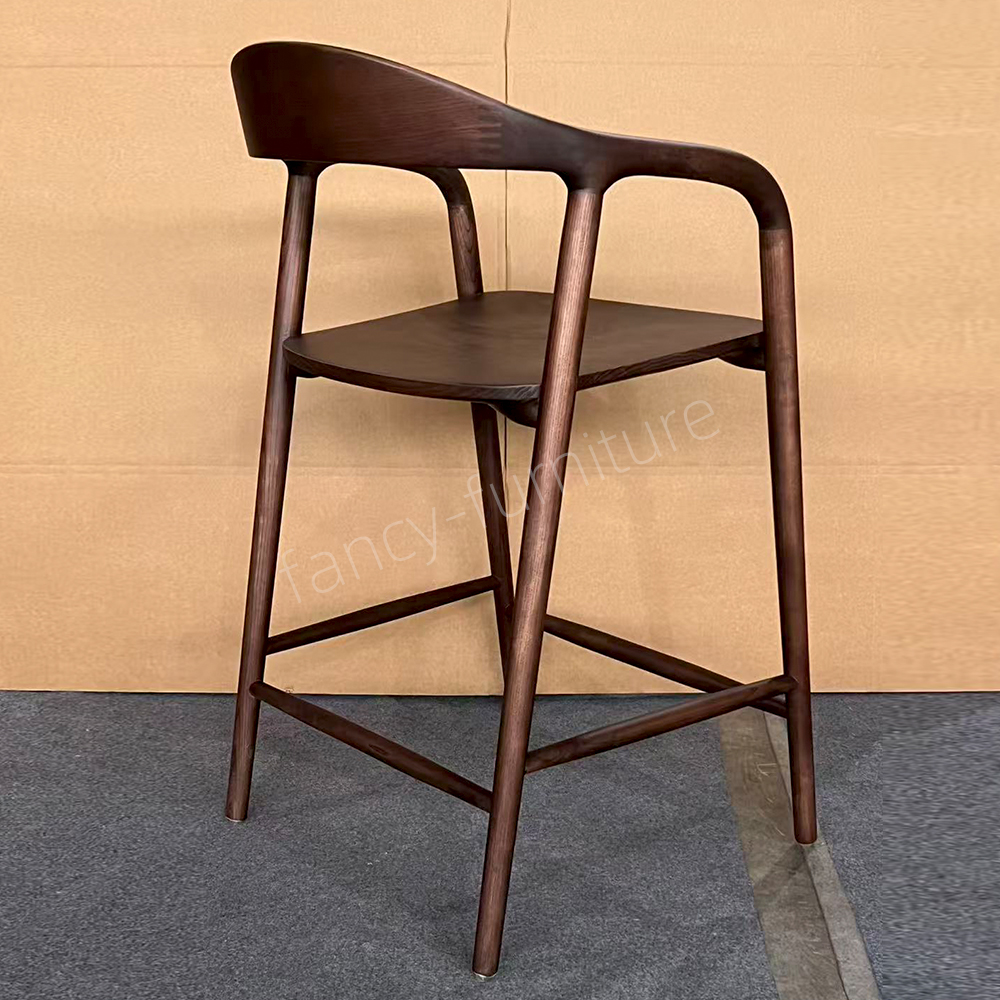 Solid Ash Wood Bar Stools, Machine-carved in One Piece by Shungite, Suitable for Restaurants And High-end Private Furniture.
