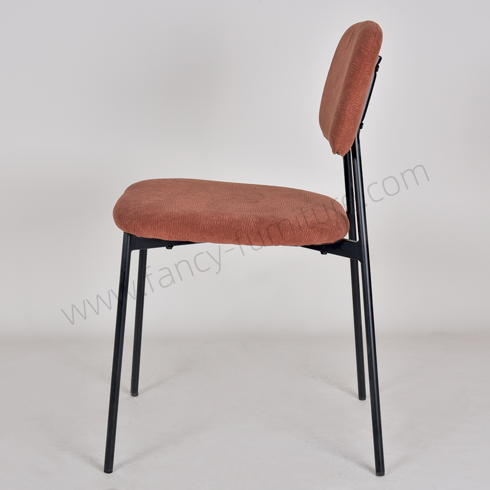 Linen Fabric Upholstered Dining Chair with Metal Legs, Modern Side Chair for Kitchen Living Room