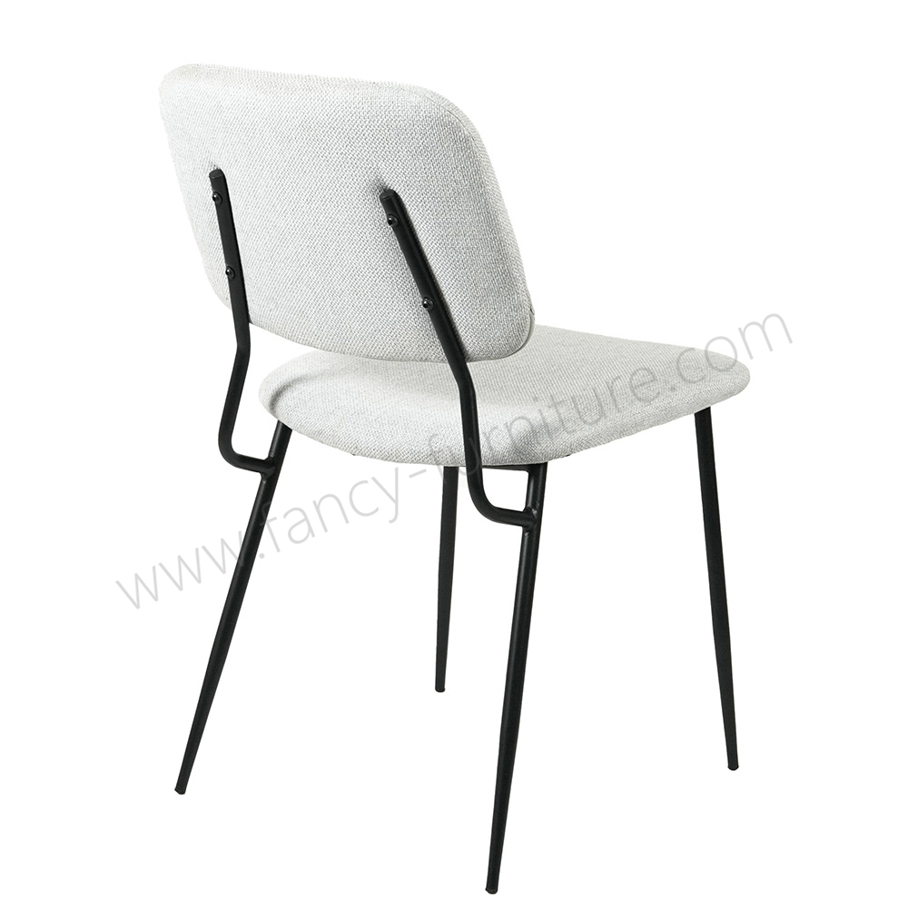 Linen Fabric Dining Chair with Black Metal Legs, Modern Upholstered Side Chair for Kitchen & Living Room