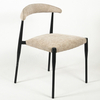 Durable Black Leg Linen Dining Chair, Curved Backrest Fabric Chair for Commercial & Home Use