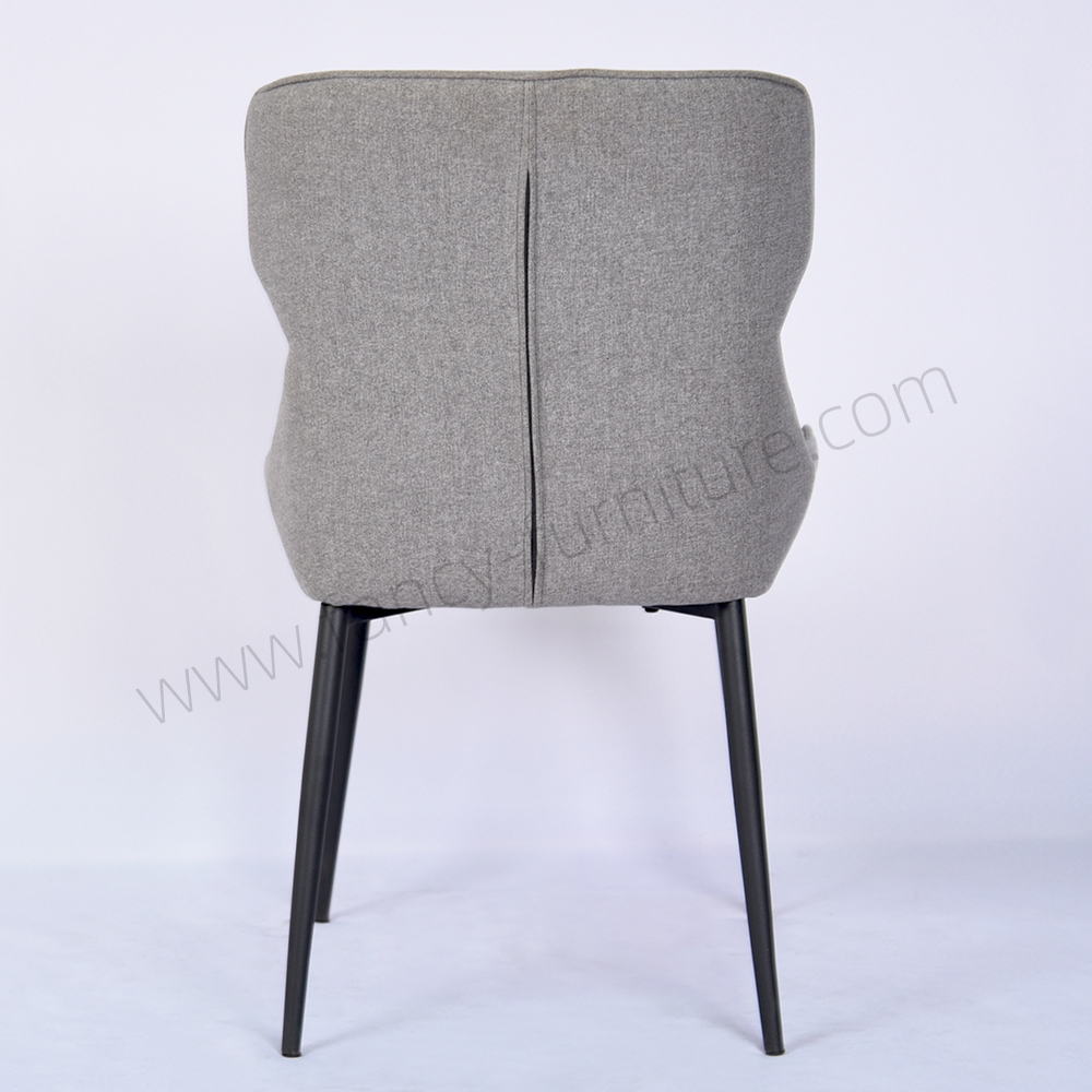 Modern Linen Upholstered Dining Chair Black Metal Tube Legs Stable Soft Dining Room Side Chair Non Foldable Durable Fabric Dining Chairs For Home Restaurant Hotel Cafe Use