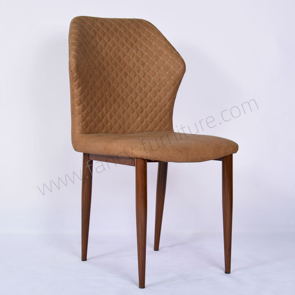 Modern Light Luxury PU Leather Upholstered Dining Chair with Wood Effect Metal Legs, Durable Soft Padded Side Chair for Home Kitchen Restaurant Hotel Cafe Banquet Coffee Shop Wholesale