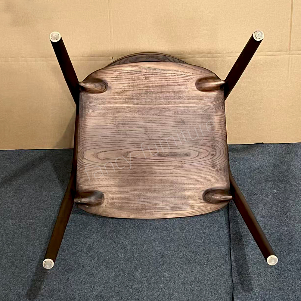 Wholesale Mid-Century Modern Solid Wood Shumate Dining Chair, Dark Walnut Finish Integrated Armrest Chair for Home Restaurant