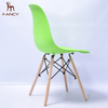 Cheap living room use plastic chair with wood legs 
