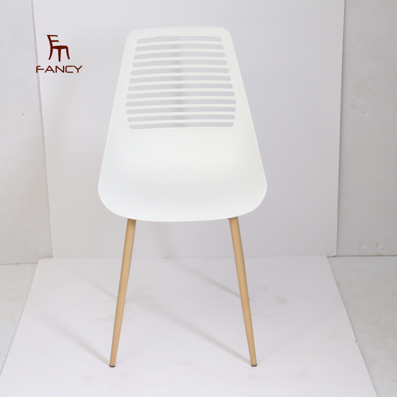 Good Sale Home Furniture Armless Plastic Mesh Back Design Dining Chair Modern With wood Legs 