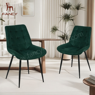 Nordic Style High Quality Modern Metal Legs Velvet Dining Table Chairs