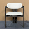 Modern Walnut Color Solid Wood Armrest Dining Chair with Upholstered Fabric Cushion, Curved Backrest for Home & Restaurant