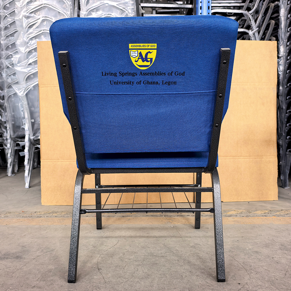 High-quality Church Chairs, Featuring A Logo And Bookshelf Design. OEM Customization Is Available, Allowing You To Add Your Own Logo And Change Colors. Suitable for Churches And Other Places of Worshi