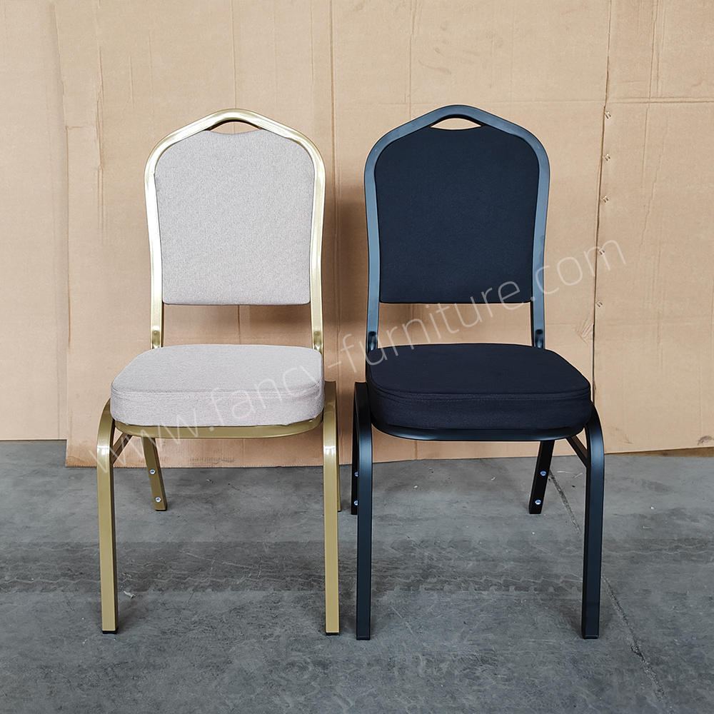 Used Modern Iron Stackable Stable Commercial Dining Hotel Banquet Chairs Solid Back Foam Cushion Fabric Cover Indoor/Outdoor