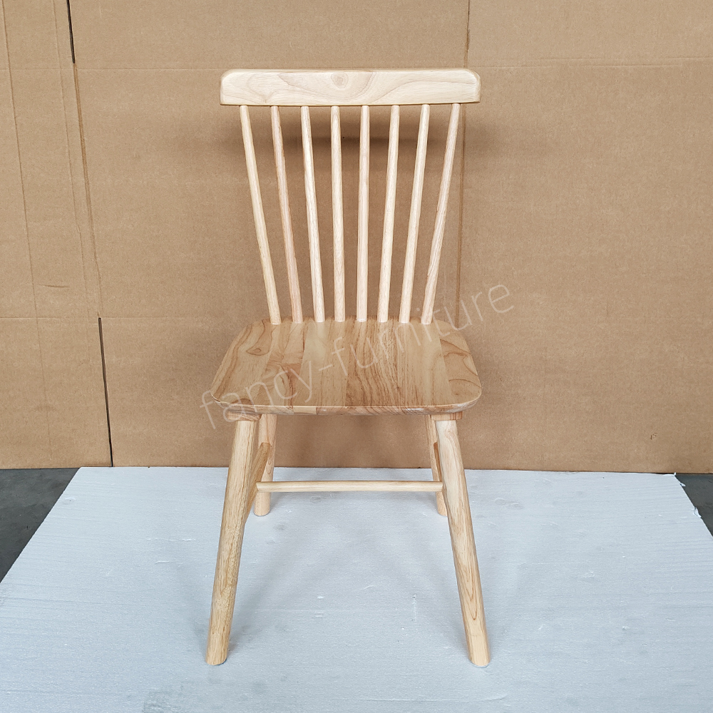 Classic Windsor Style Armless Chair, Natural Rubber Wood Dining Chair with Spindle Back Durable & Ergonomic for Home Hotel Use