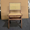 Rubber Wood Frame Rattan Dining Chair, Nordic Style Armless Woven Chair with Natural Finish for Home, Restaurant & Banquet