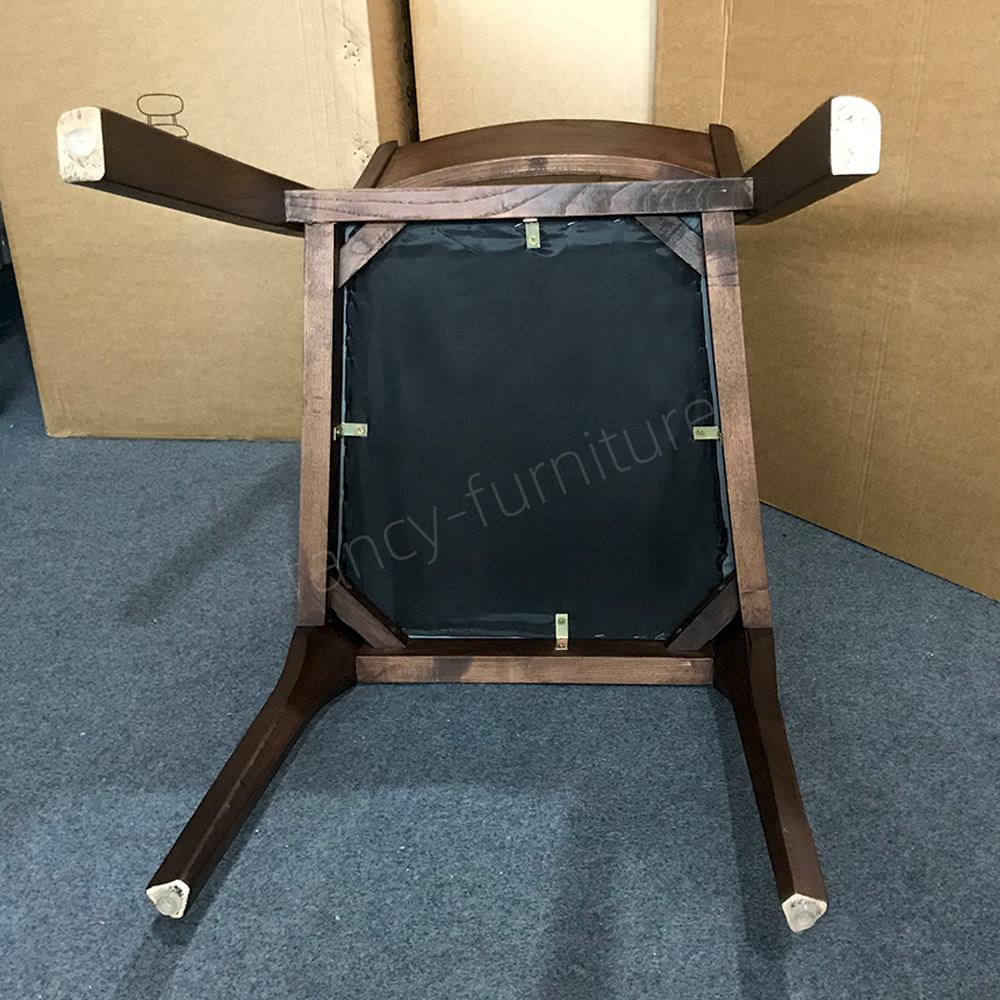 Modern Walnut Finish Solid Ash Wood Dining Chair with Soft Upholstered Seat, Armless Ergonomic Backrest, Mid-Century Chair