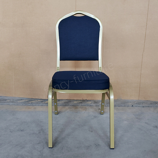 Wholesale Wedding Event Modern Stackable Metal Fabric Iron Legs Solid Back Commercial Foam Cushion Banquet Chair