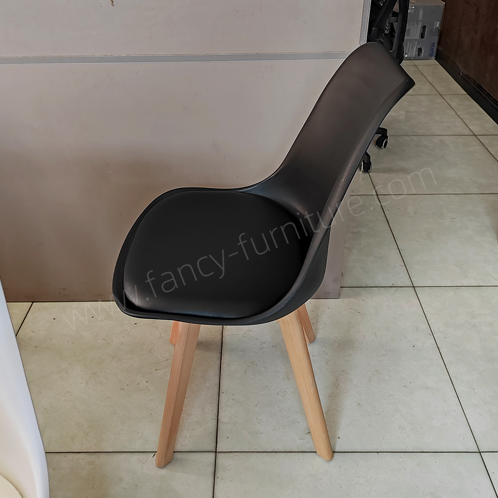 Plastic Modern Comfortable Ergonomic Durable Upholstered Tulip Dining Chair with Wood Legs Home Furniture