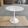 Nordic Tulip Round Dining Table, MDF Top with Metal Base, Black/White, for Kitchen, Cafe, Patio, Living Room
