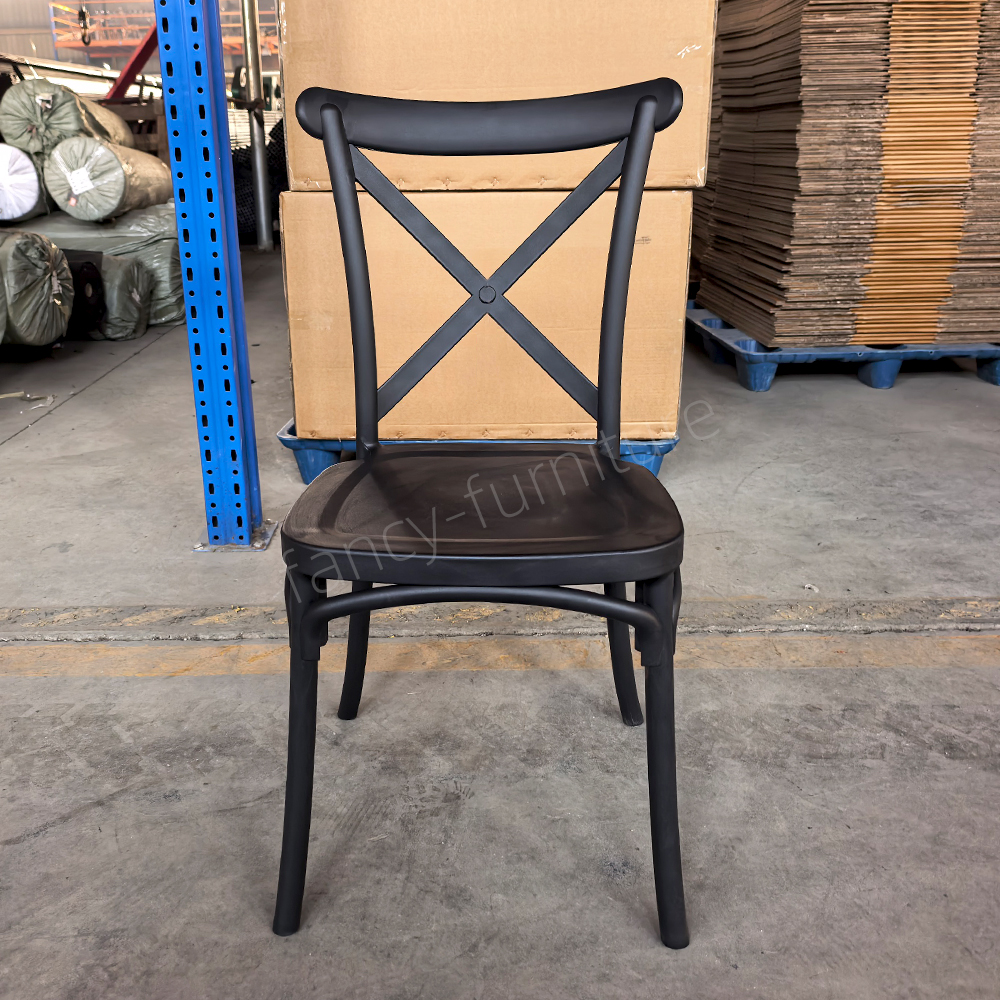 Factory Wholesale Plastic Cross Back Chair, Stackable X-Back Dining Chair for Wedding & Banquet, Custom Color Supported
