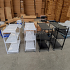 3 Tier Foldable Metal Storage Shelf with Wheels, Collapsible Rolling Rack, Heavy Duty No Assembly Organizer for Kitchen Home